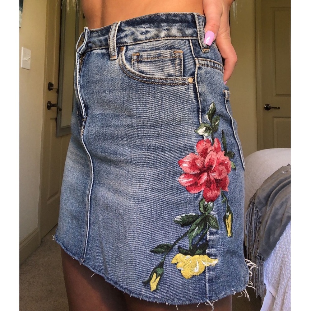 Pac Sun Flower Embroidered Skirt